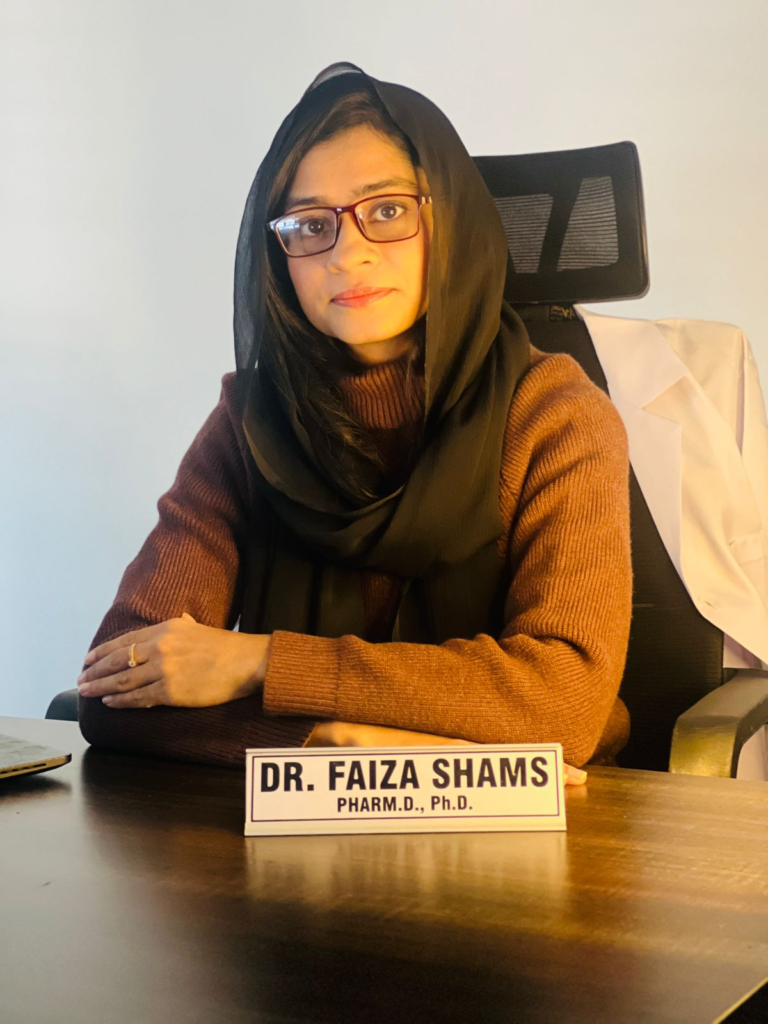 Professional image of Dr. Faiza Shams, Skin Science and Molecular Biology Specialist