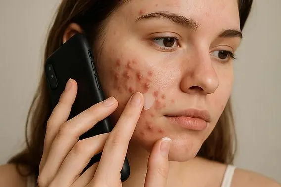 Cheek acne linked to phone bacteria and dirty pillowcases leading to breakouts on the side of the face