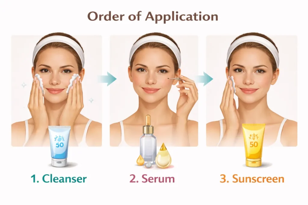 Hyperpigmentation treatment skincare layering routine step by step